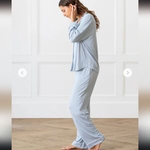 Cozy Earth Long Sleeve Bamboo Pajama Set Light Blue Gray 3x New with TAGS